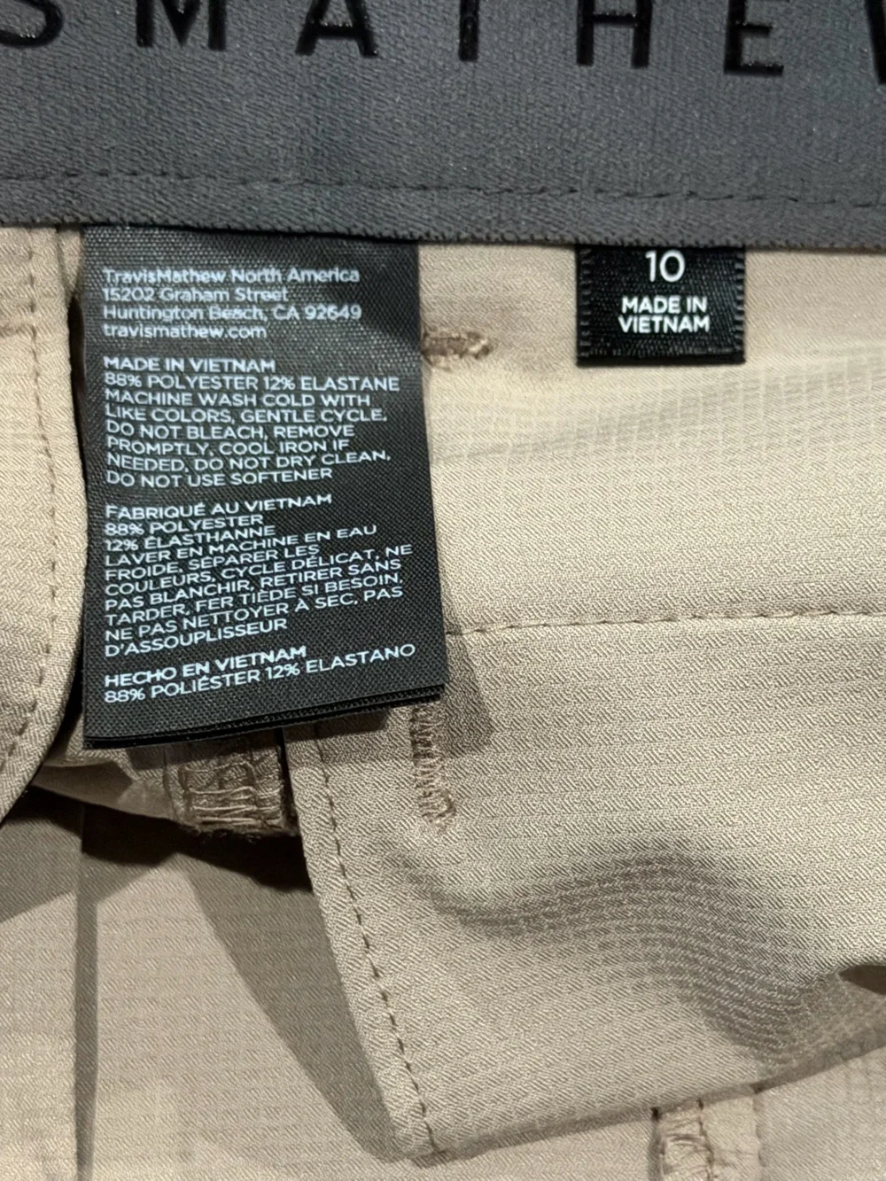 Travis Matthew YOUTH WANDERLUST GOLF PANT KHAKI SIZE 10 NEW